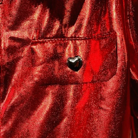 The Rise Of Red Heart Jacket Metallic Red Cropped Costume Euro Size 140/ Us XS/S - Picture 5 of 12